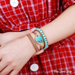 Handmade Turquoise Howlite Wrap Bracelet