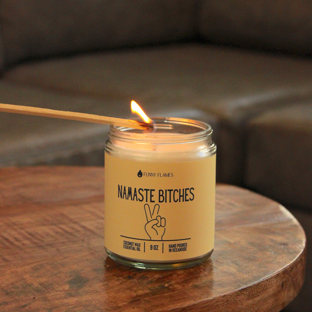 Namaste Bitches Candle (Yellow) -9 oz Funny Flames Candles