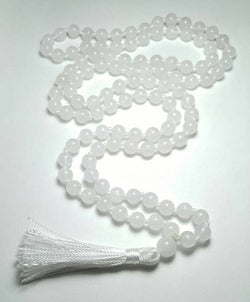 White Jade Knotted 108 Mala - Prayer Beads - 8mm