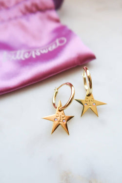 You make me Blush Star Hoop Earrings