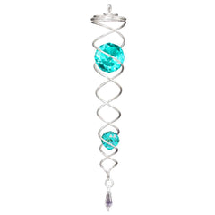 Silver / Aqua - Crystal Twister Wind Spinner