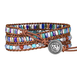 Natural Turquoise & Jasper Silver Wrap Bracelet