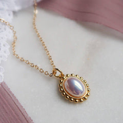 Twilight Lace Iridescent Pearl Necklace