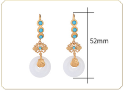 Golden Lotus Over White Jade Earrings