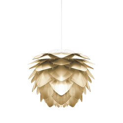 Silvia Plug-In Pendant in Brass Foil Finish, White Cord