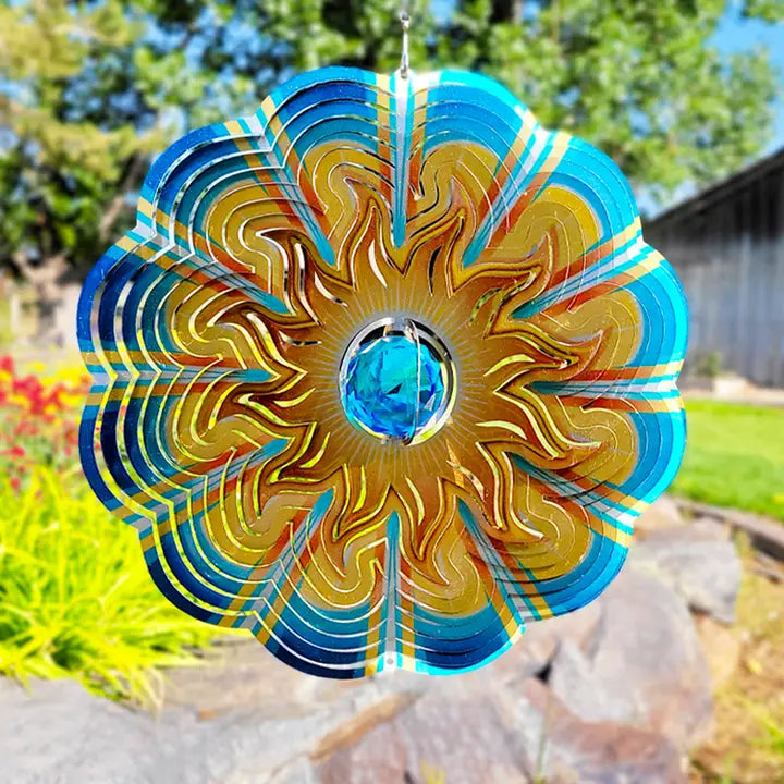 Crystal Aqua Sun - Large Wind Spinner | Om Gallery