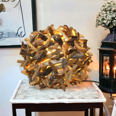 Driftwood Tabletop Ball Lamp