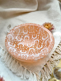 PEACH Selenite Offering Bowl 