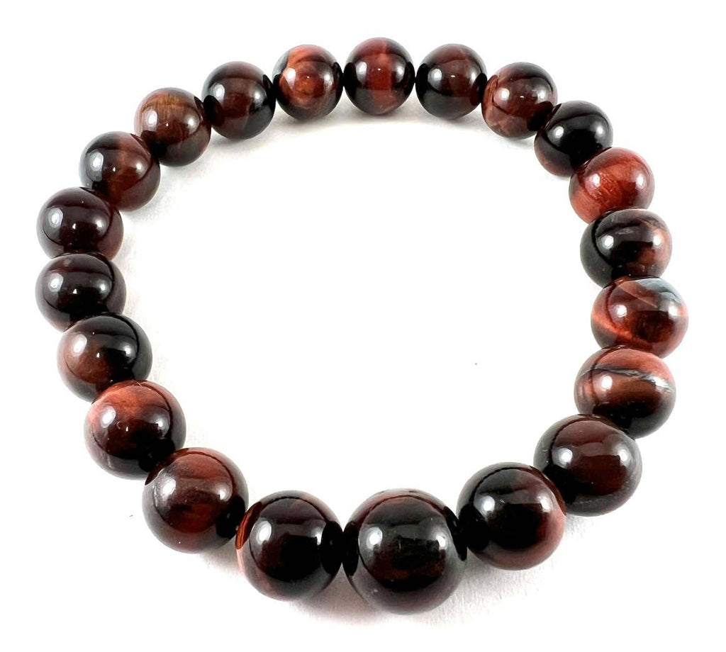 Long Size Red Tiger Eye Beaded Bracelet Wrist Mala 10mm