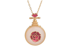 Pink Enamel  Rose Jade Necklace