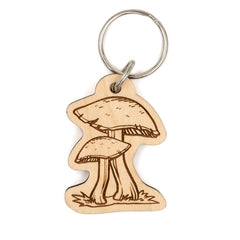 Garden Mushroom Wood Keychain