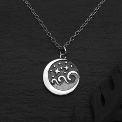 Sterling Silver Starry Night Wave Necklace