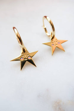 You make me Blush Star Hoop Earrings