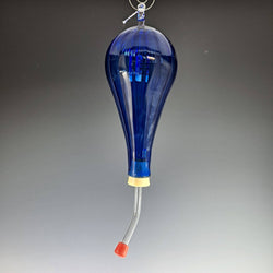 Artisan Hand Blown Glass Humming Bird Feeder: Cobalt scatter print