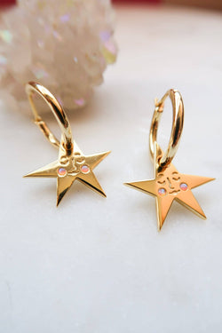 You make me Blush Star Hoop Earrings