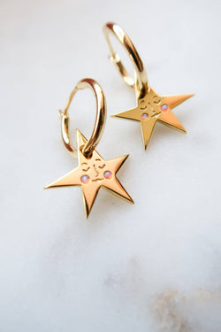 You make me Blush Star Hoop Earrings