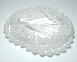 White Jade Knotted 108 Mala - Prayer Beads - 8mm