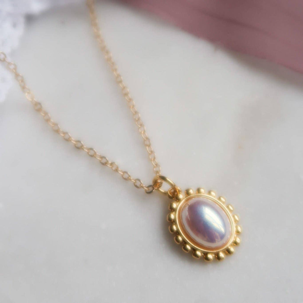 Twilight Lace Iridescent Pearl Necklace