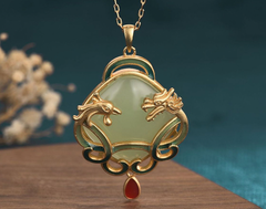 Dragon and Phoenix on Jade Necklace