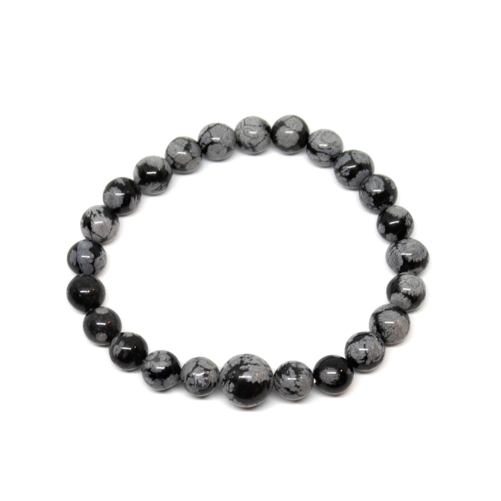 Snowflake Obsidian Beaded Bracelet - Wrist Mala - 8mm