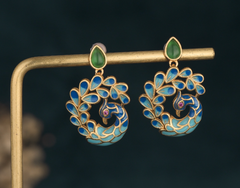 Enamel Peacock Stud Earrings