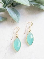 Gold Chalcedony Marquis Earrings