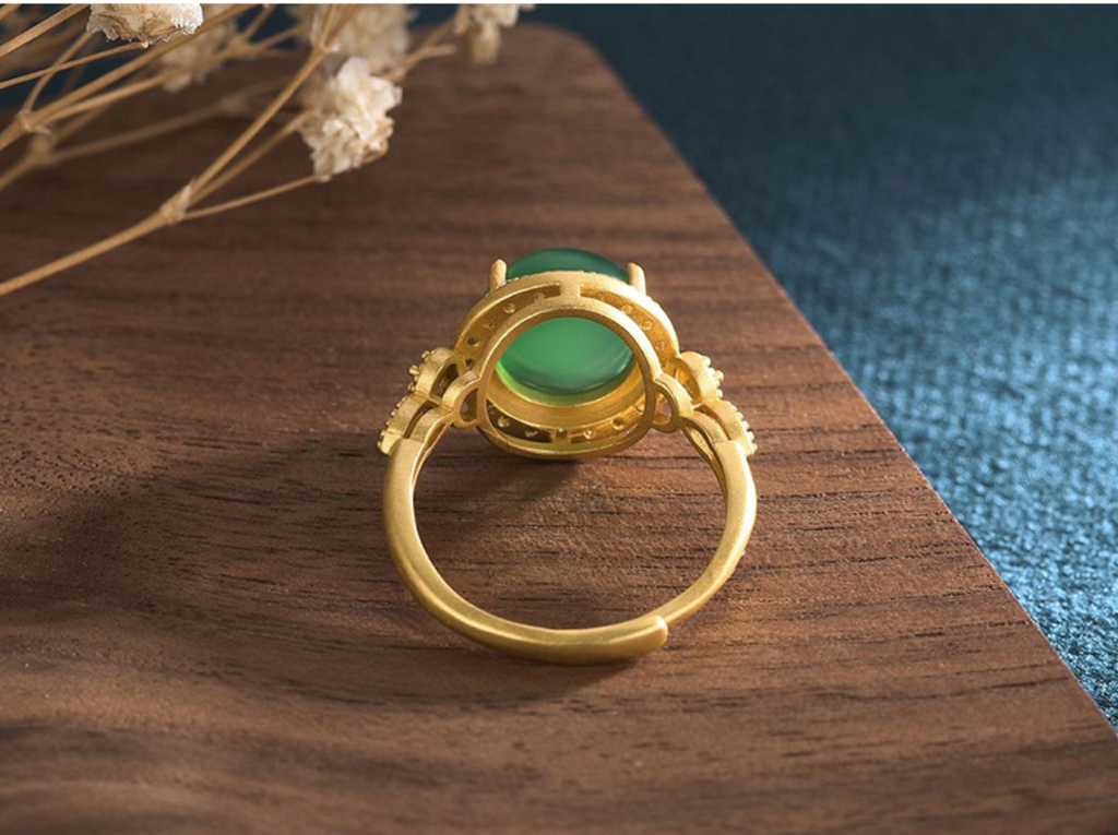 Jade Stylish Open Ring With Crystal Crown