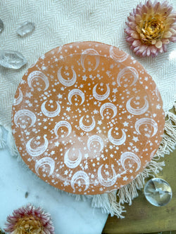 PEACH Selenite Offering Bowl 