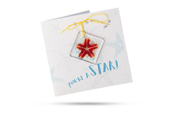 You're a Star (Shooting) - Greeting Card With Fused Glass