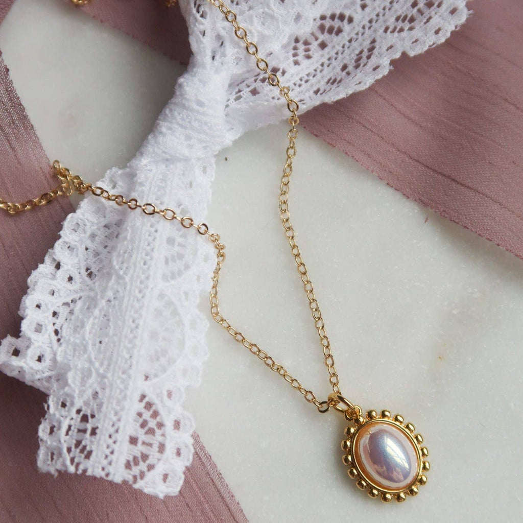 Twilight Lace Iridescent Pearl Necklace