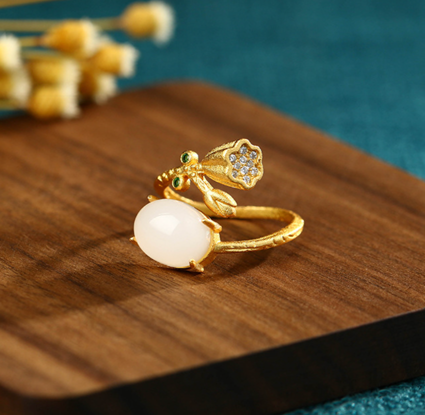 Gold Lotus Root Open Ring