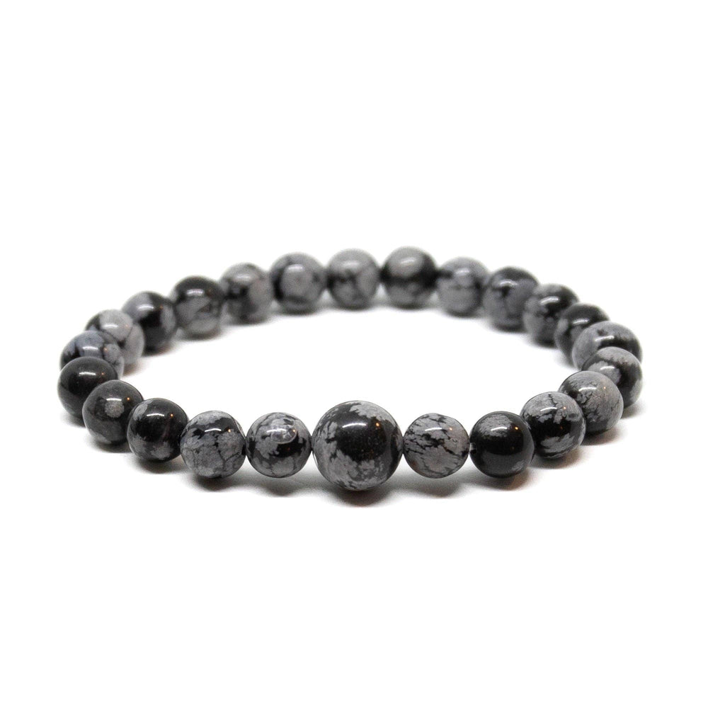 Snowflake Obsidian Beaded Bracelet - Wrist Mala - 8mm