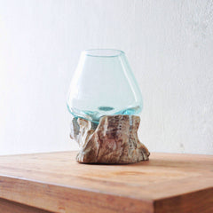 Molten Glass on Whitewash Wood Medium Vase