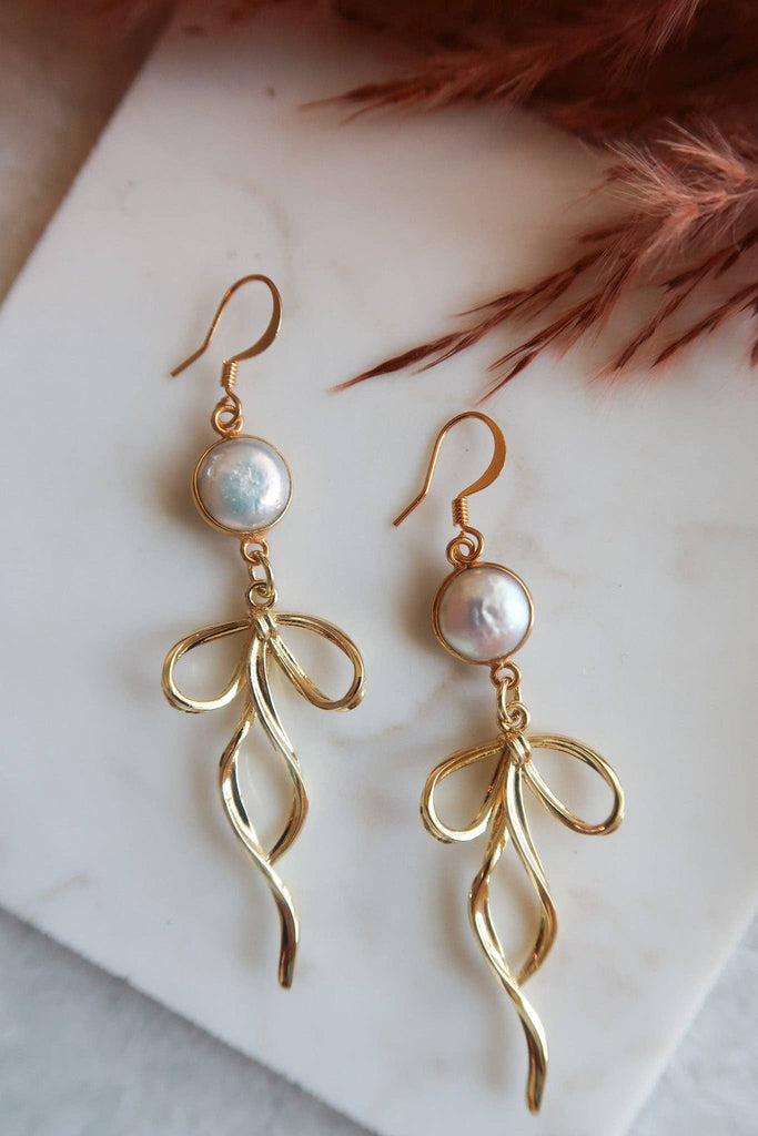 Pearls and Promises Bow Earrings