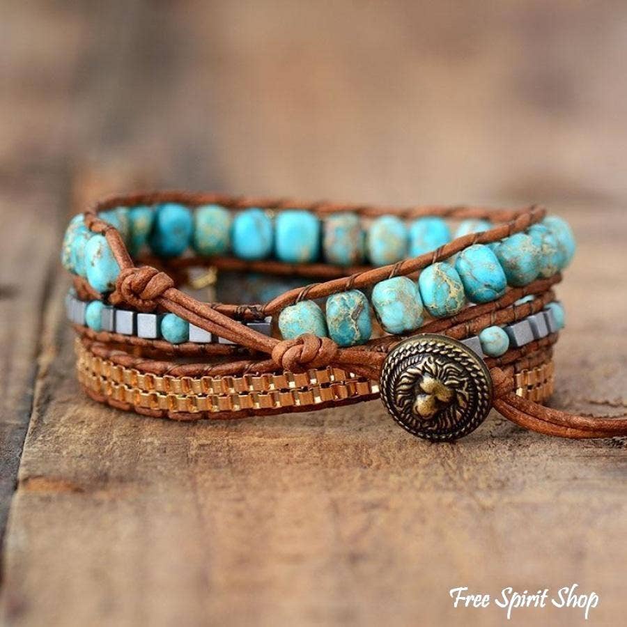 Handmade Turquoise Howlite Wrap Bracelet