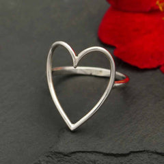 Sterling Silver Large Wire Heart Ring: 9