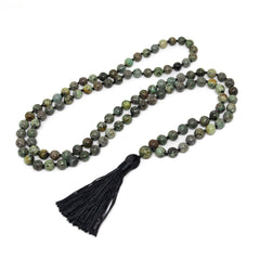 African Turquoise Knotted 108 Mala - Prayer Beads - 8mm