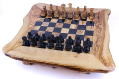 Olive Wood Resin Chess Board: Black / 17-18