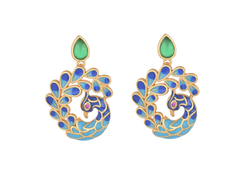 Enamel Peacock Stud Earrings