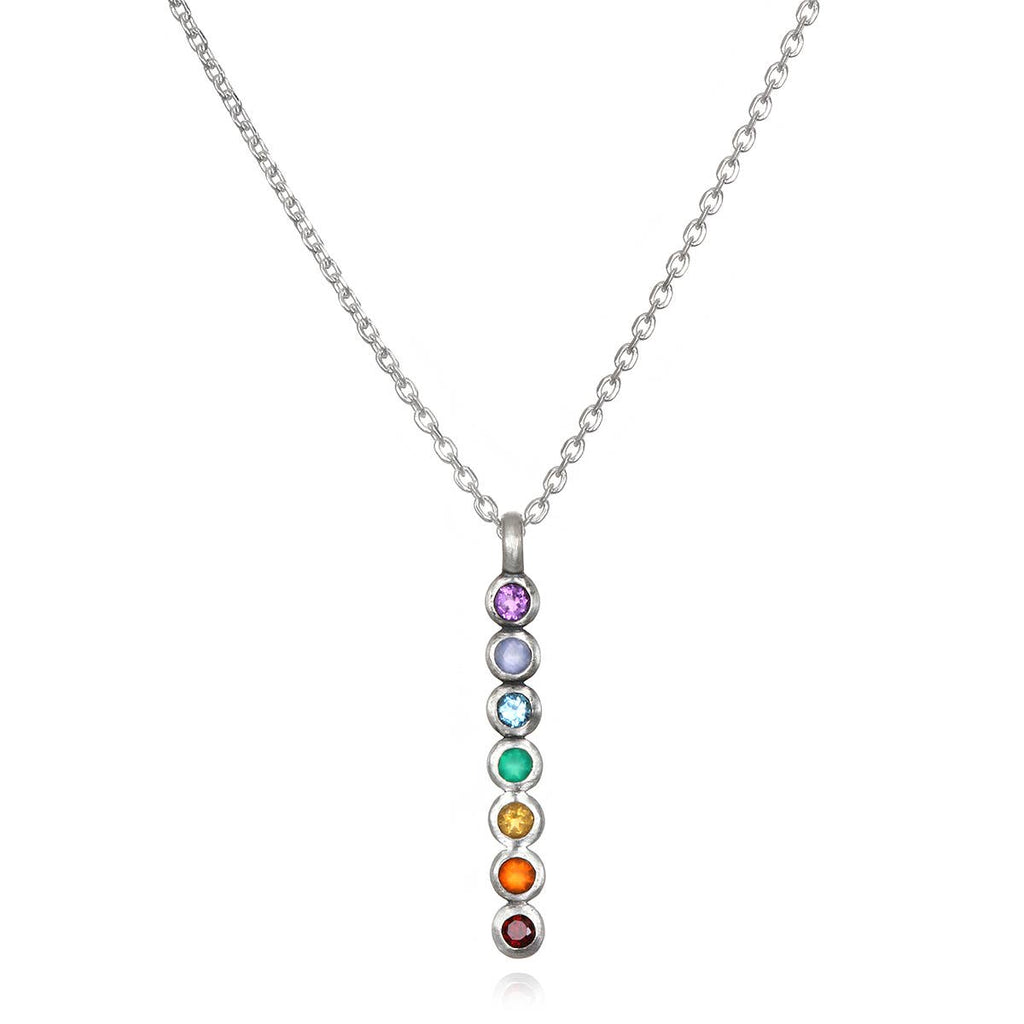 Multi Gemstone Sterling Silver Chakra Necklace