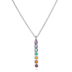 Multi Gemstone Sterling Silver Chakra Necklace