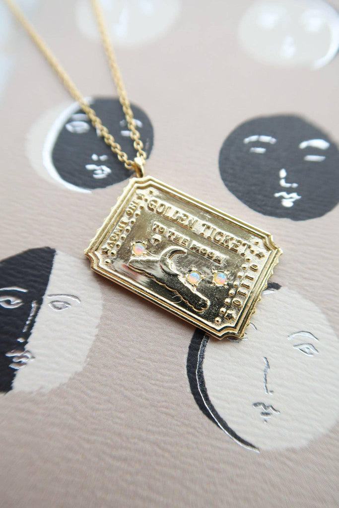 Golden Ticket to the Moon Necklace