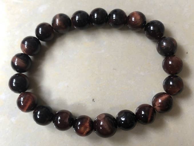 Long Size Red Tiger Eye Beaded Bracelet Wrist Mala 10mm