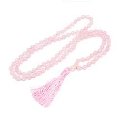 Rose Quartz Knotted 108 Bead Mala - Prayer Beads - 8mm