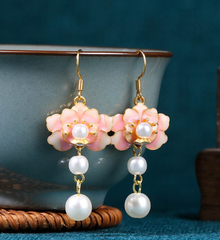 Romantic Pink Enamel Earrings