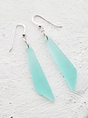 Cultured Sea Glass Paddle Earrings - Autumn Green