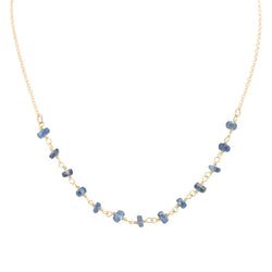 Delicate 4mm Kyanite Gemstone Necklace on Gold Filled Chain