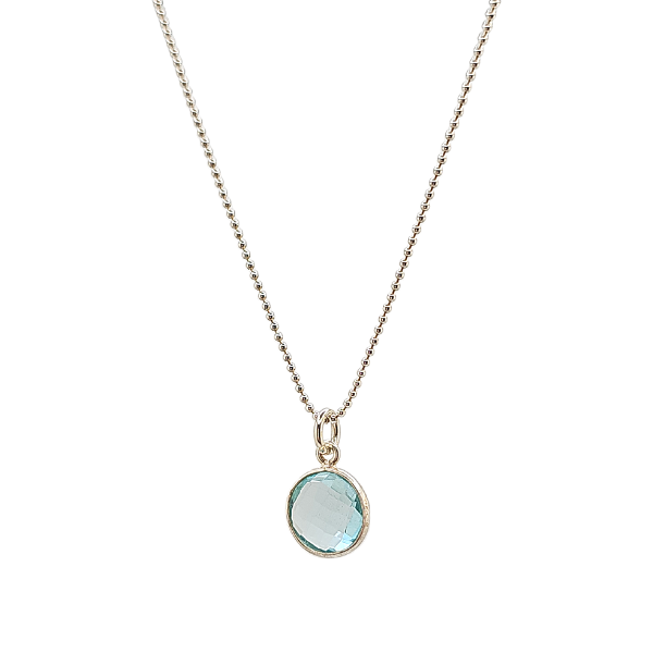 Round Gemstone Drop Necklace in Sterling Silver