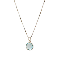 Round Gemstone Drop Necklace in Sterling Silver