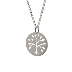 Large Cut Out Tree of Life Necklace in Sterling Silver on 18